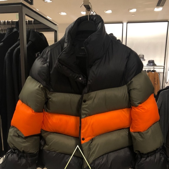 zara block color puffer jacket